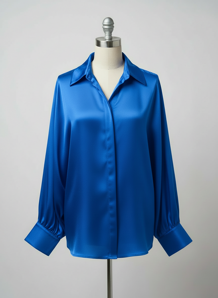 Bat Sleeve Sateen Blouse