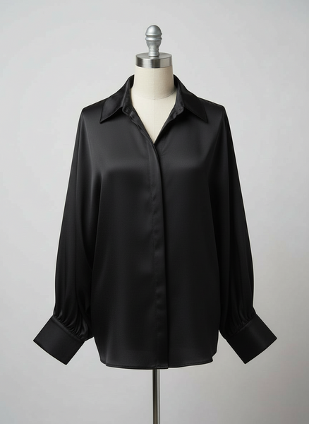 Bat Sleeve Sateen Blouse