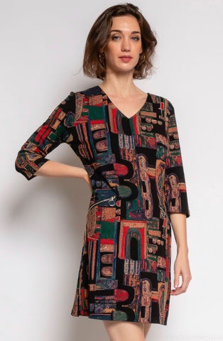 3/4 Sleeve Print Dress