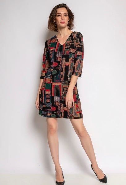 3/4 Sleeve Print Dress