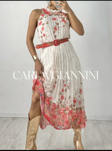 Sleeveless Pleated Print Dress