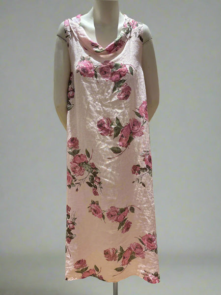 Long Floral Linen Dress - Italian