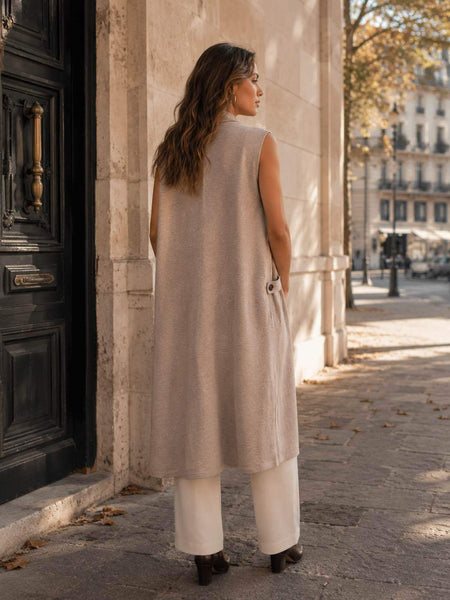 Long Open Front Knit Vest