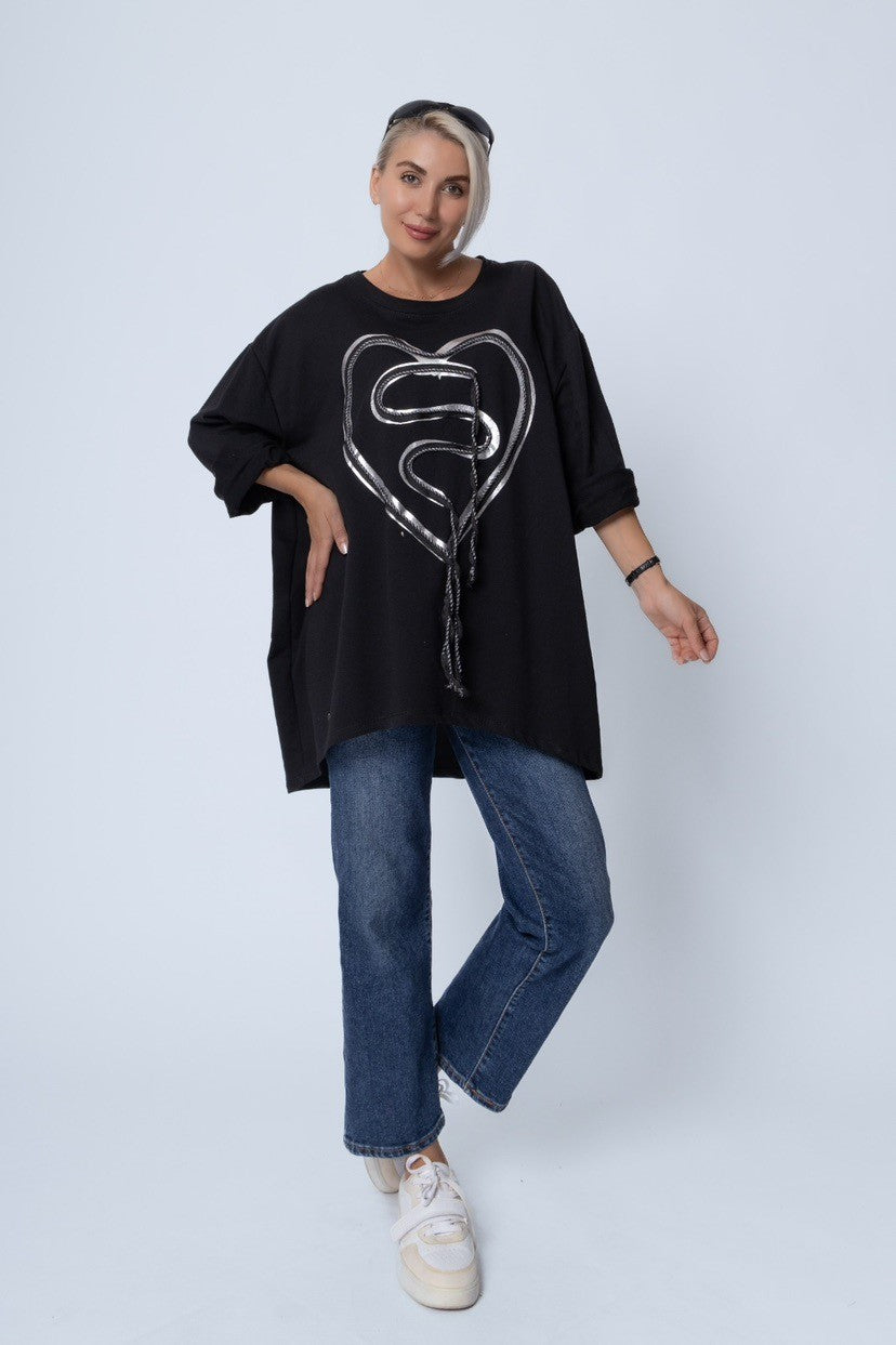 Heart Front Cotton Tunic - Italian