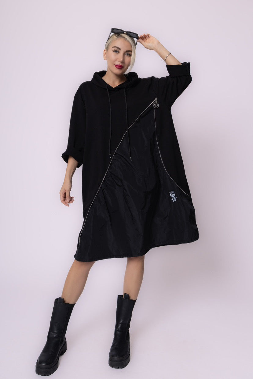 Zipper Detail Cotton Dress - Italian