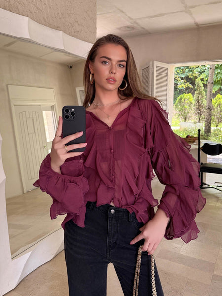 Long Sleeve Ruffled Blouse