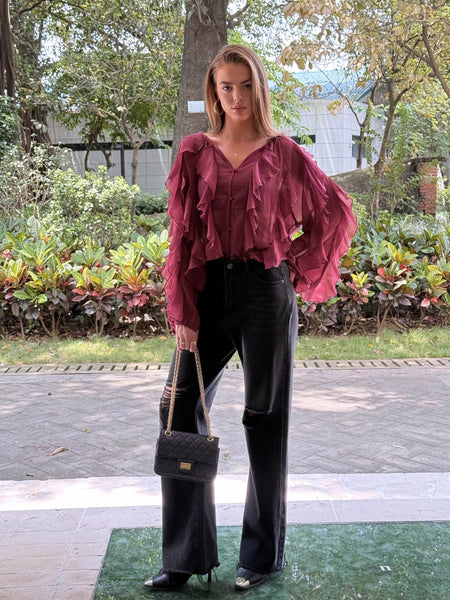 Long Sleeve Ruffled Blouse