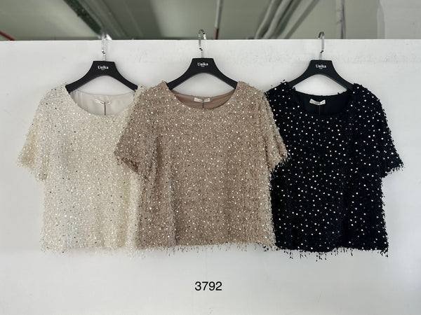 Short Sleeve Sequin Sweater