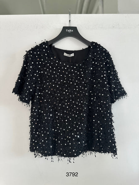 Short Sleeve Sequin Sweater