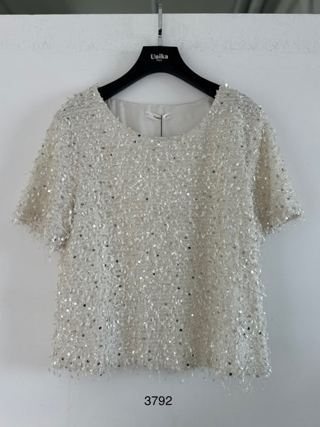 Short Sleeve Sequin Sweater