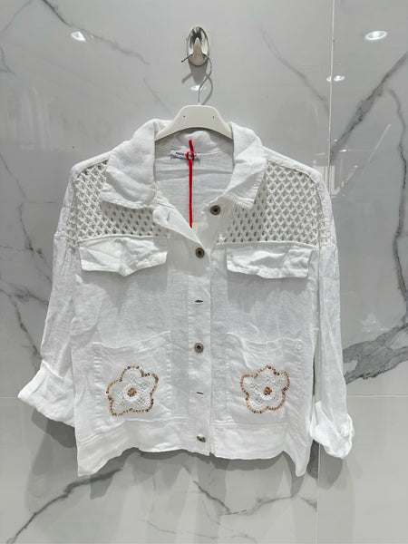 Eyelet Detail Linen Top