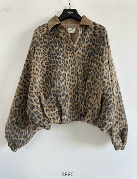 Animal Print Zipper Front Jacket