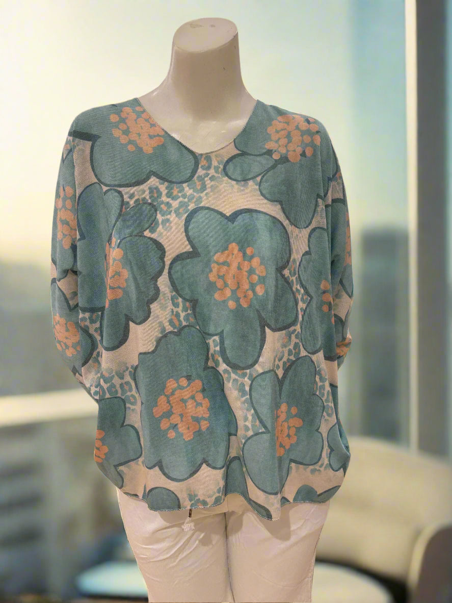Floral Print Light Sweater