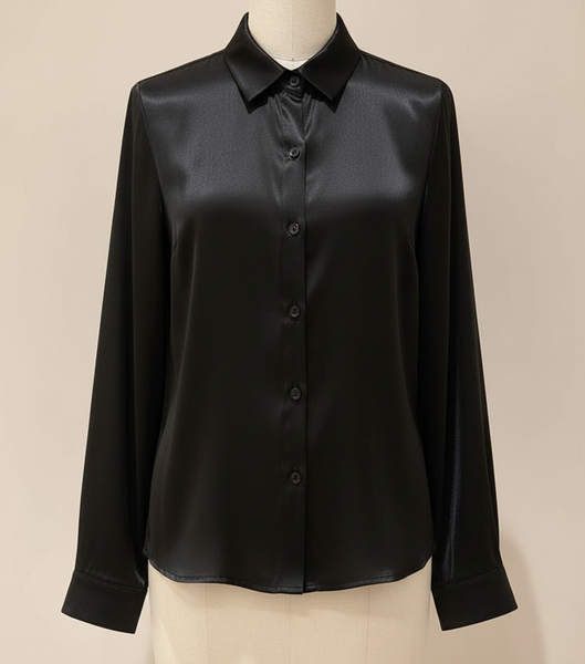 Button Front Sateen Blouse