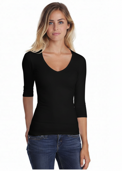 3/4 Sleeve V-Neck Top