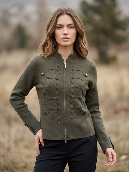 Military Style Zipper Front Jacket