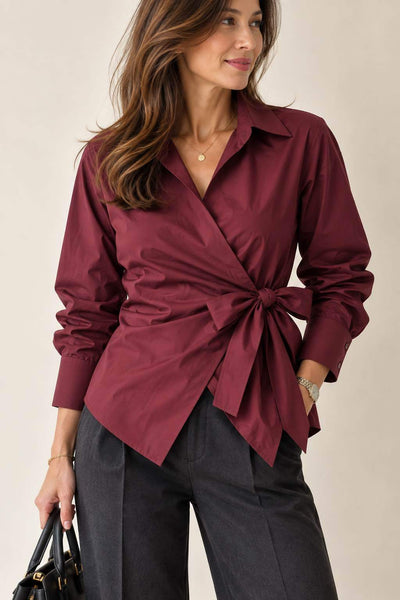 Long Sleeve Wrap Cotton Shirt