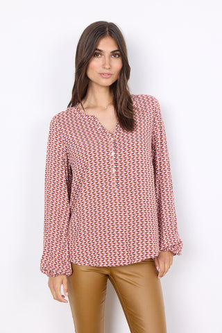 Long Sleeve Geo Print Top