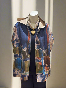 Print Zipper Front Hoodie