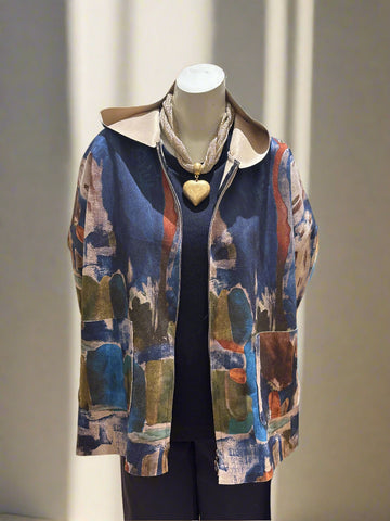 Print Zipper Front Hoodie