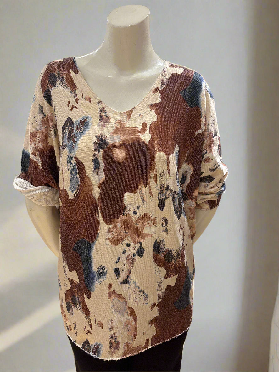 Long Sleeve Print Sweater