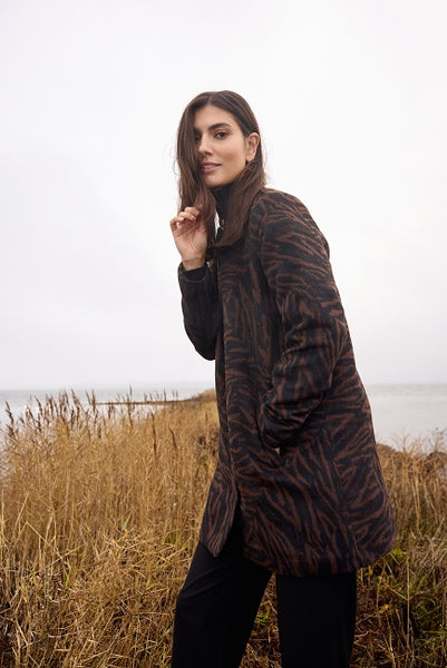 Long Abstract Print Coat