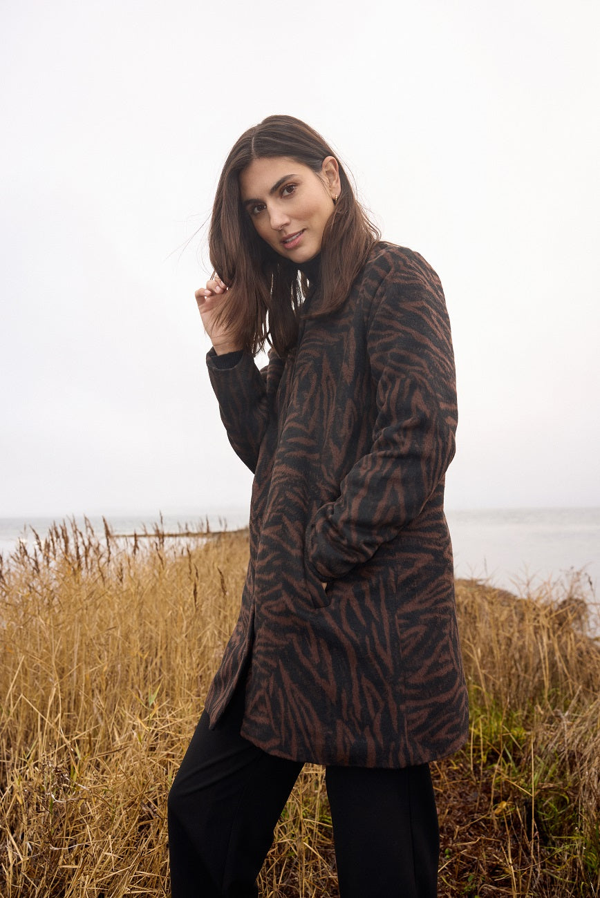 Long Abstract Print Coat