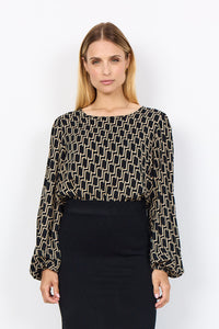 Long Sleeve Round Neck Print Top