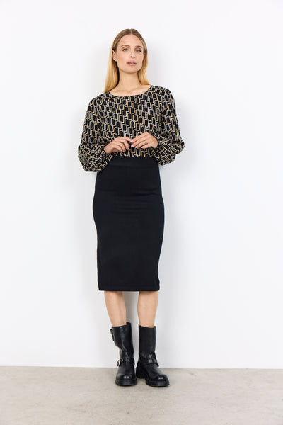 Long Sleeve Round Neck Print Top