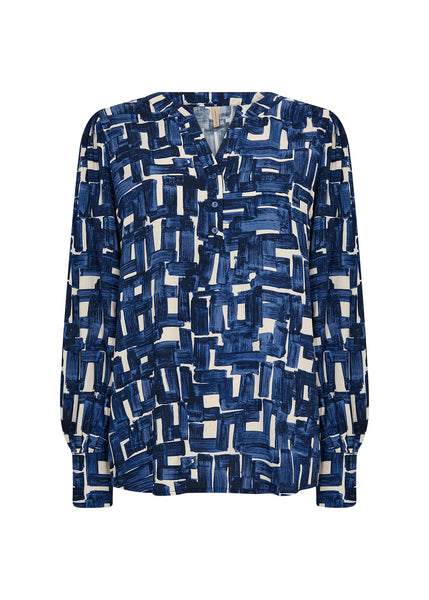 Long Sleeve Abstract Print Blouse