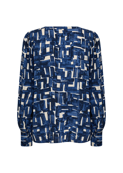 Long Sleeve Abstract Print Blouse