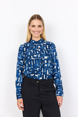 Long Sleeve Abstract Print Blouse