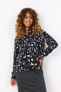 Long Sleeve Abstract Print Blouse