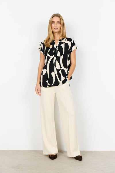 Short Sleeve Abstract Print Top