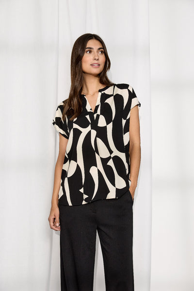 Short Sleeve Abstract Print Top