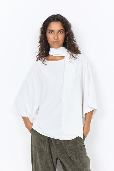 3/4 Drape Sleeve Blouse With Scarf