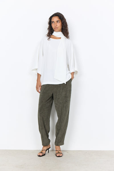 3/4 Drape Sleeve Blouse With Scarf