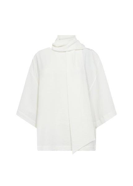 3/4 Drape Sleeve Blouse With Scarf