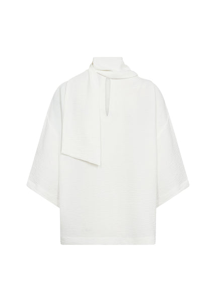3/4 Drape Sleeve Blouse With Scarf