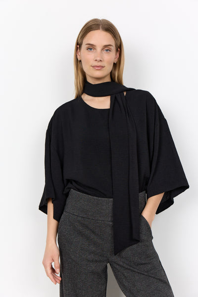 3/4 Drape Sleeve Blouse With Scarf