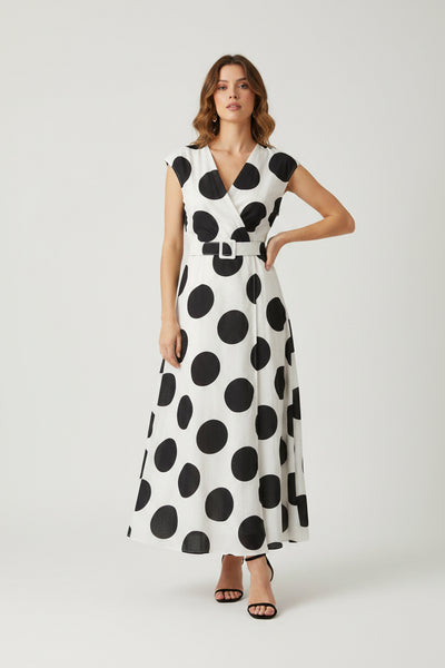 Polka Dot Maxi Belted Dress