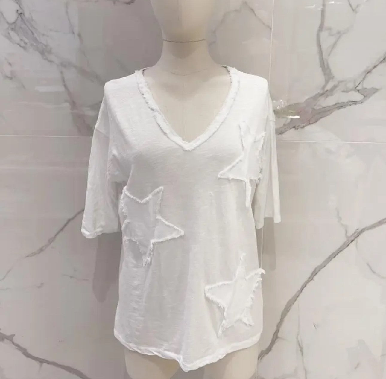 Short Sleeve Star Detail Top