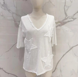 Short Sleeve Star Detail Top