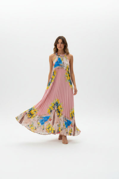 Long Pleat Floral Dress