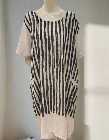 Stripe Cotton/Linen Dress