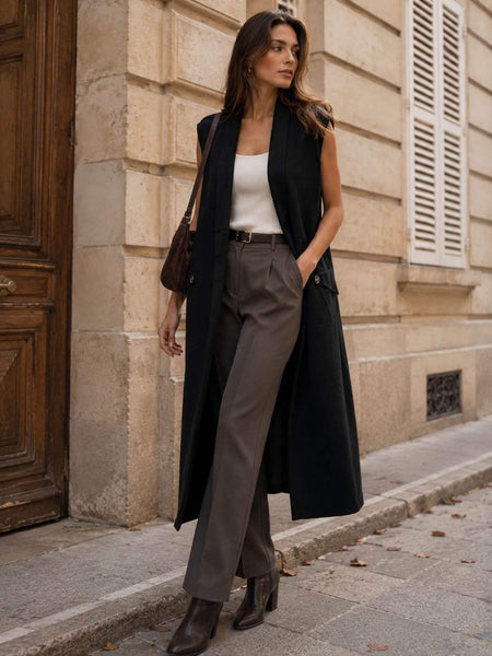 Long Open Front Knit Vest