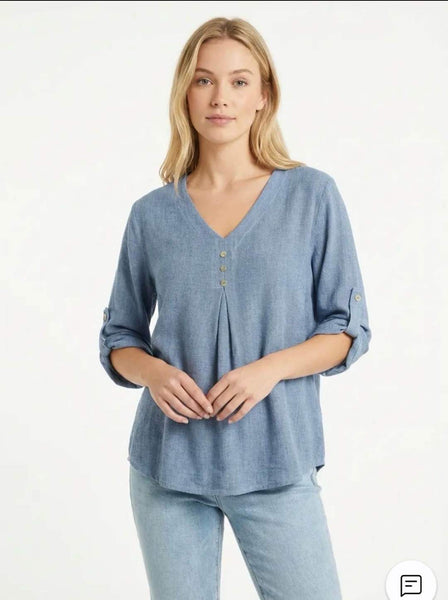 Short Sleeve Linen/Cotton Top - Italian