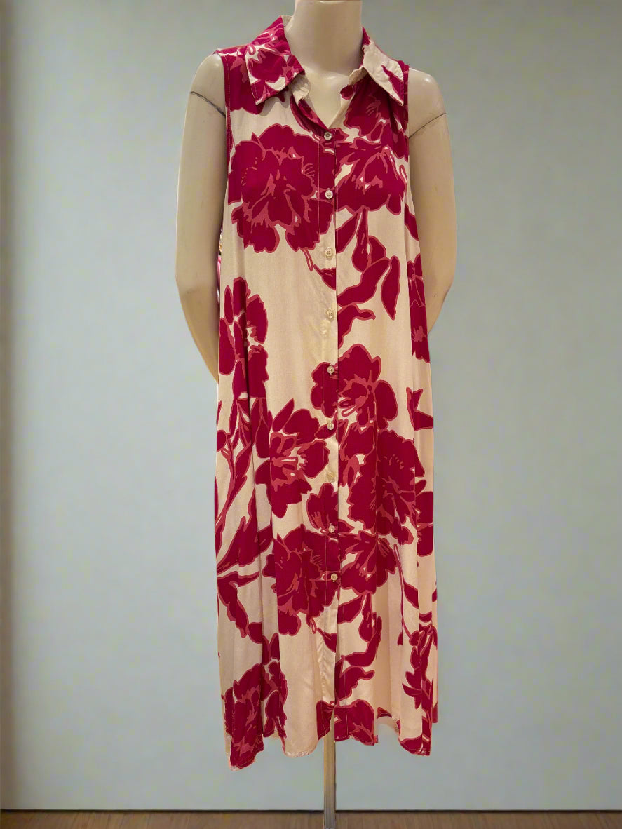 Sleeveless Floral Print Shirt Dress