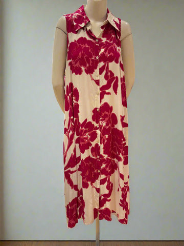 Sleeveless Floral Print Shirt Dress