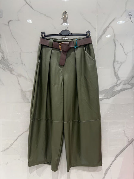 Belted Vegan Leather Gaucho